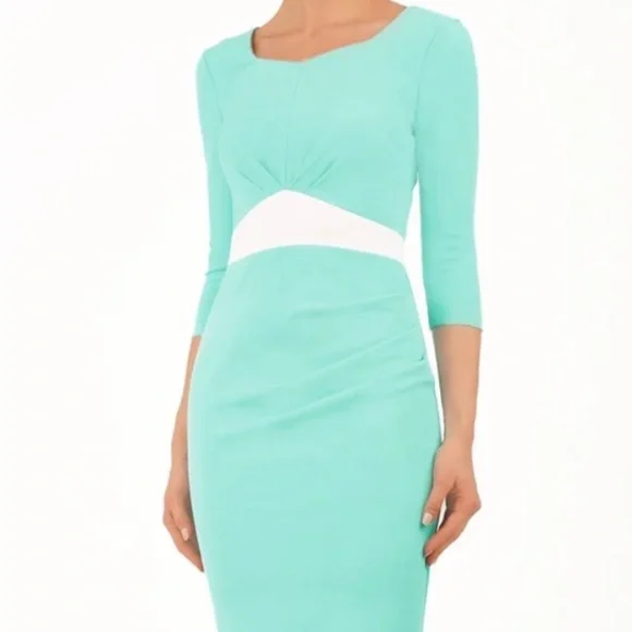 Hybrid Dresses | Hybrid Leona 3/4 Sleeve Mint Green Dress Us8 Uk12 | Color: Green/White | Size: 8 | Chynadoll888's Closet
